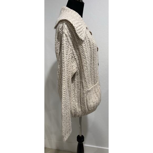 ANTHROPOLOGIE | PILCRO Cheerful Smiley Face Flower wool Cardigan Size 1X - Picture 6 of 8